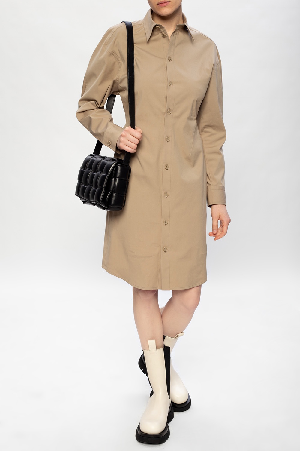 【関税込み】Bottega Veneta ミディアムドレス Light ivory Satin Midi Wedding Dress Cameron – Olivia Bottega